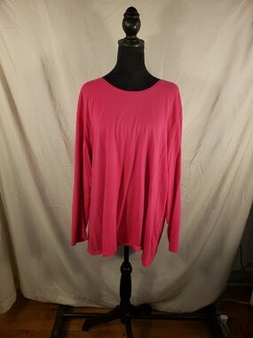 Just My Size Hot Pink Long-Sleeve Boatneck Top - 3X